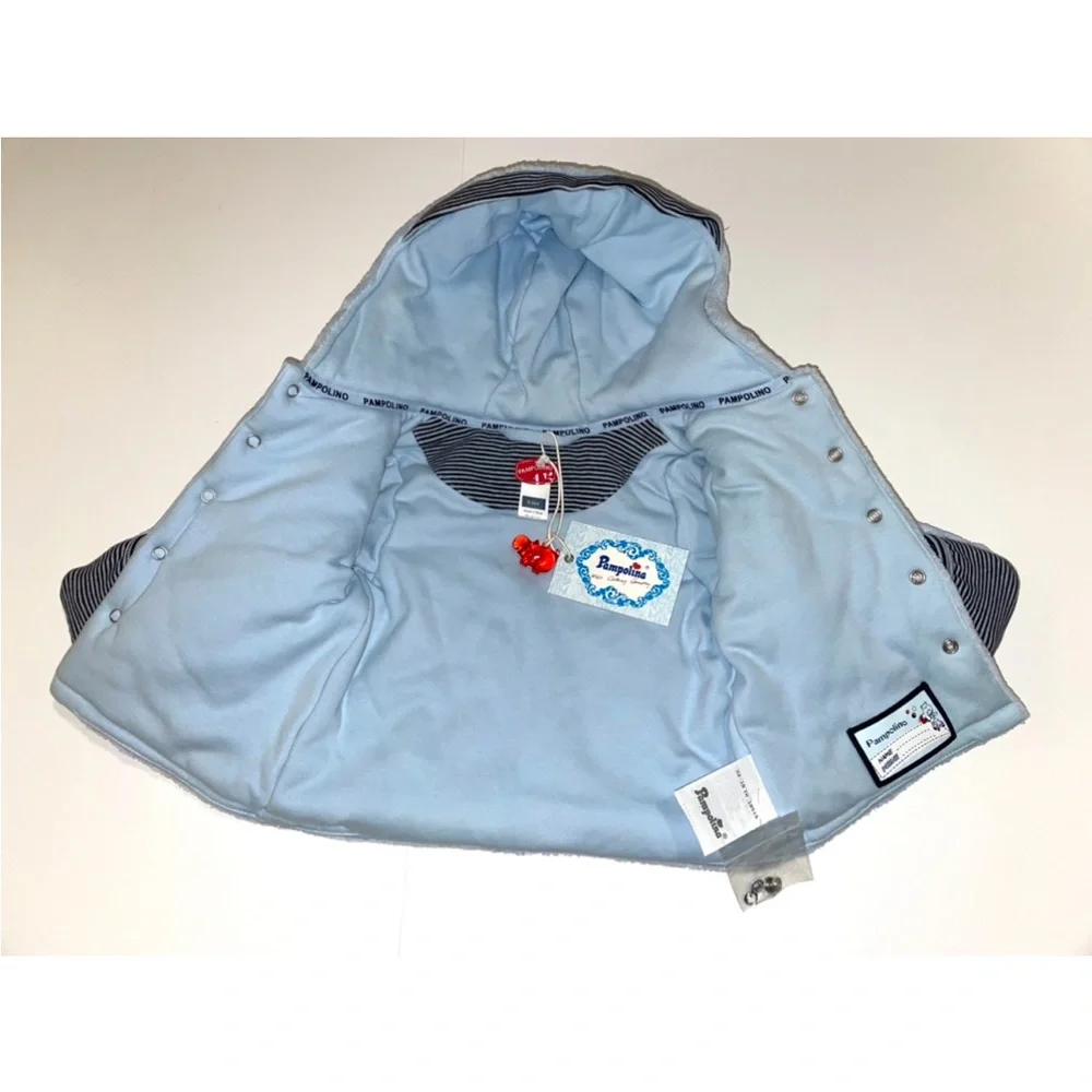 Pampolina Soft Cozy Light Blue‎ Snap Baby Hoodie Jacket 6 Months NWT